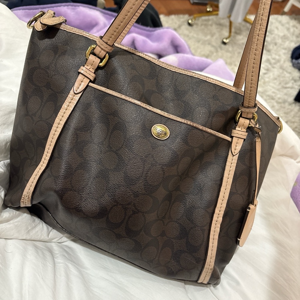 Coach Brown and Tan Shoulder Bag